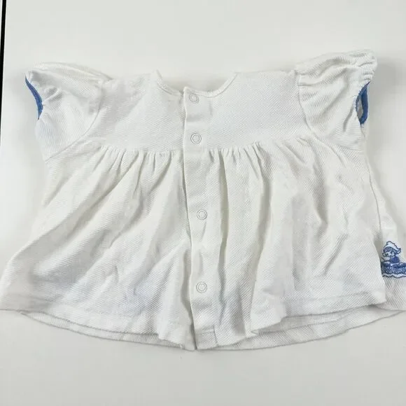 Carters Vintage Baby One Year Snap Shirt White Embroidered Girl Danish Clog Boat - Picture 5 of 7